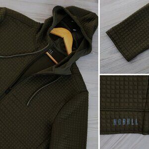 NOBULL Hoodie Men's XL Green Quilted Fleece Zipper Pockets Athletic Gym Full Zip